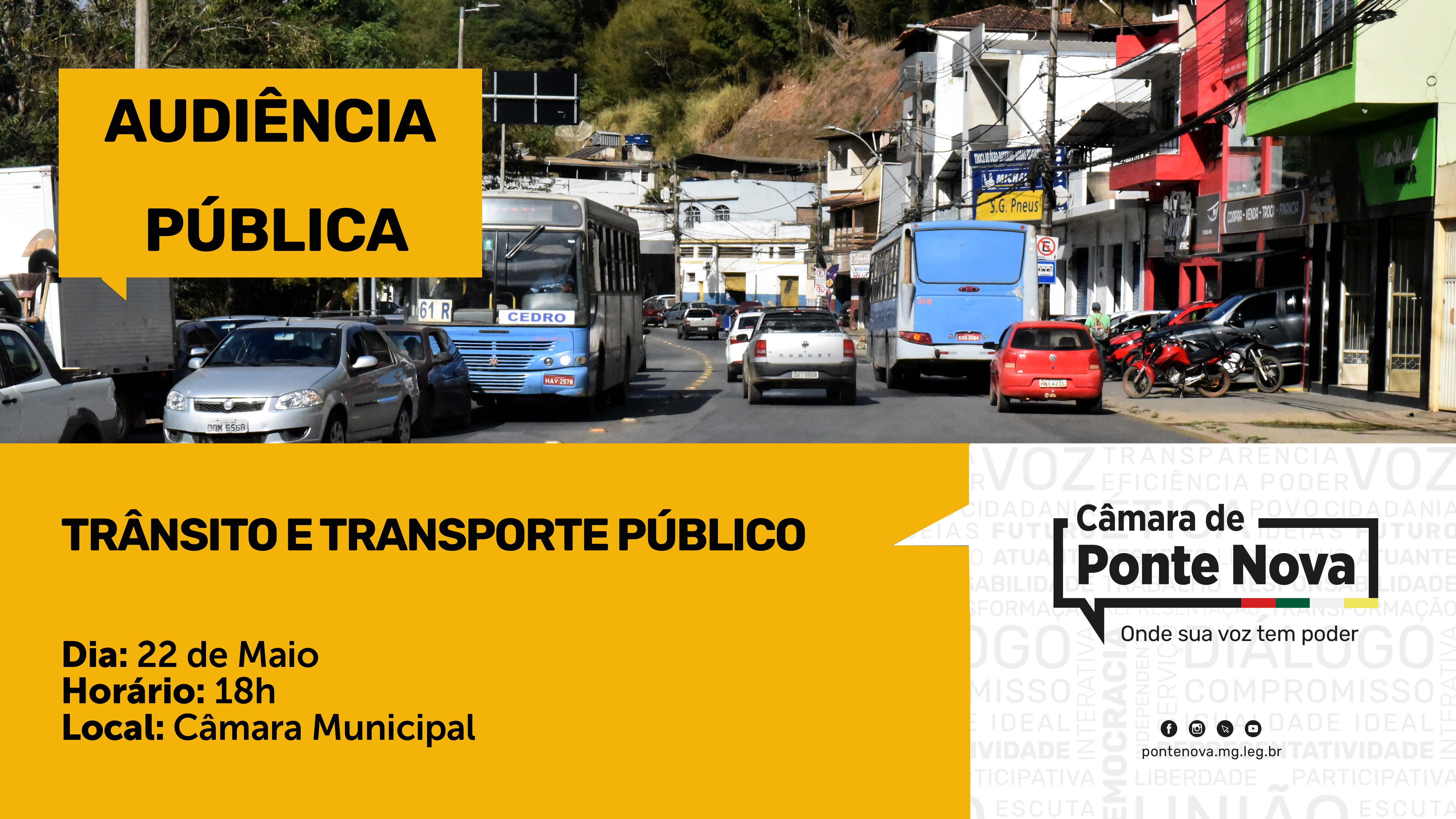 Audiência Pública discutirá trânsito e transporte público em Ponte Nova