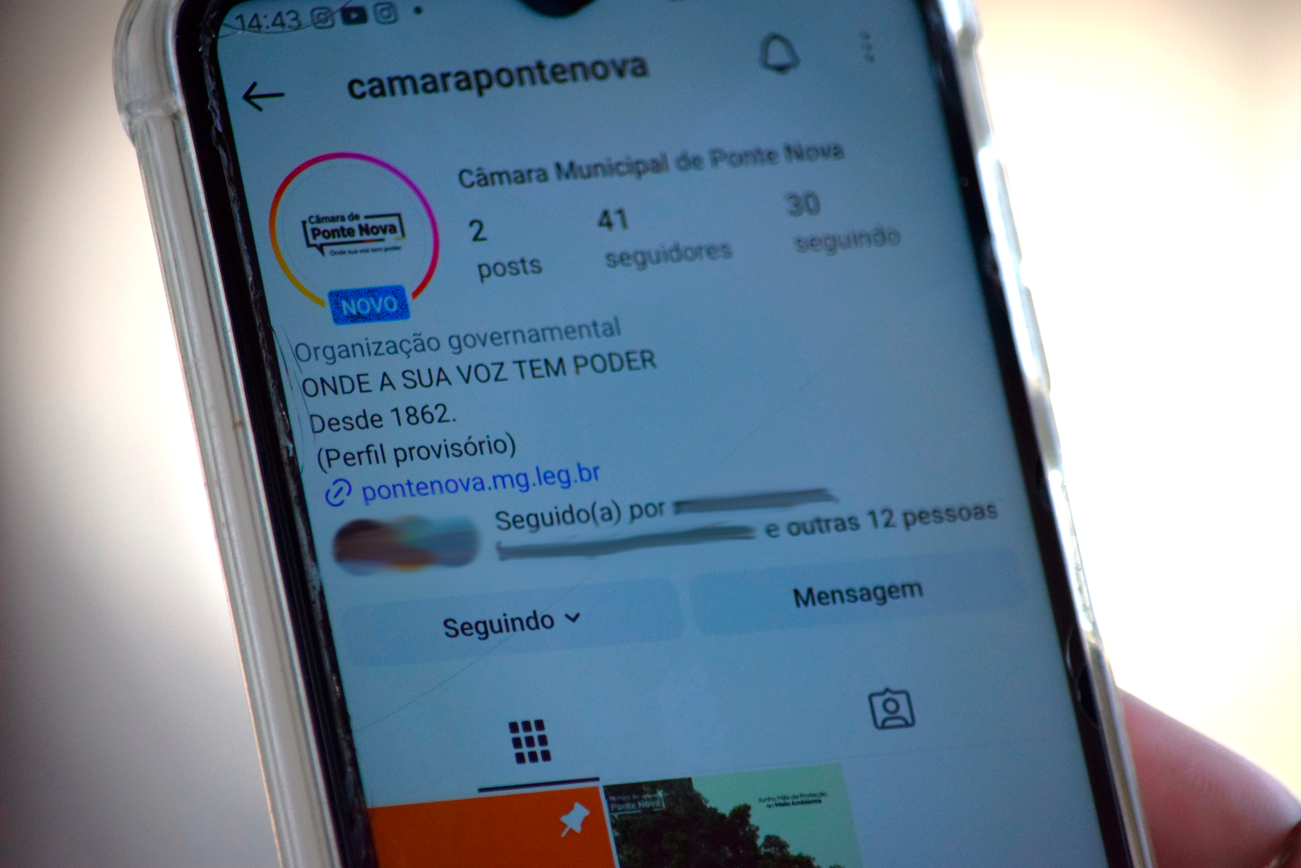 Comunicado sobre o perfil do Instagram da Câmara