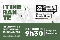 Projeto Câmara Itinerante retorna dia 4 de junho na praça de Palmeiras
