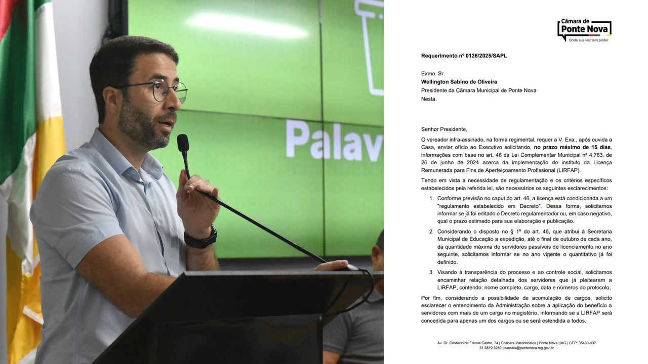 Requerimento de dados sobre licença para aperfeiçoamento profissional é aprovado