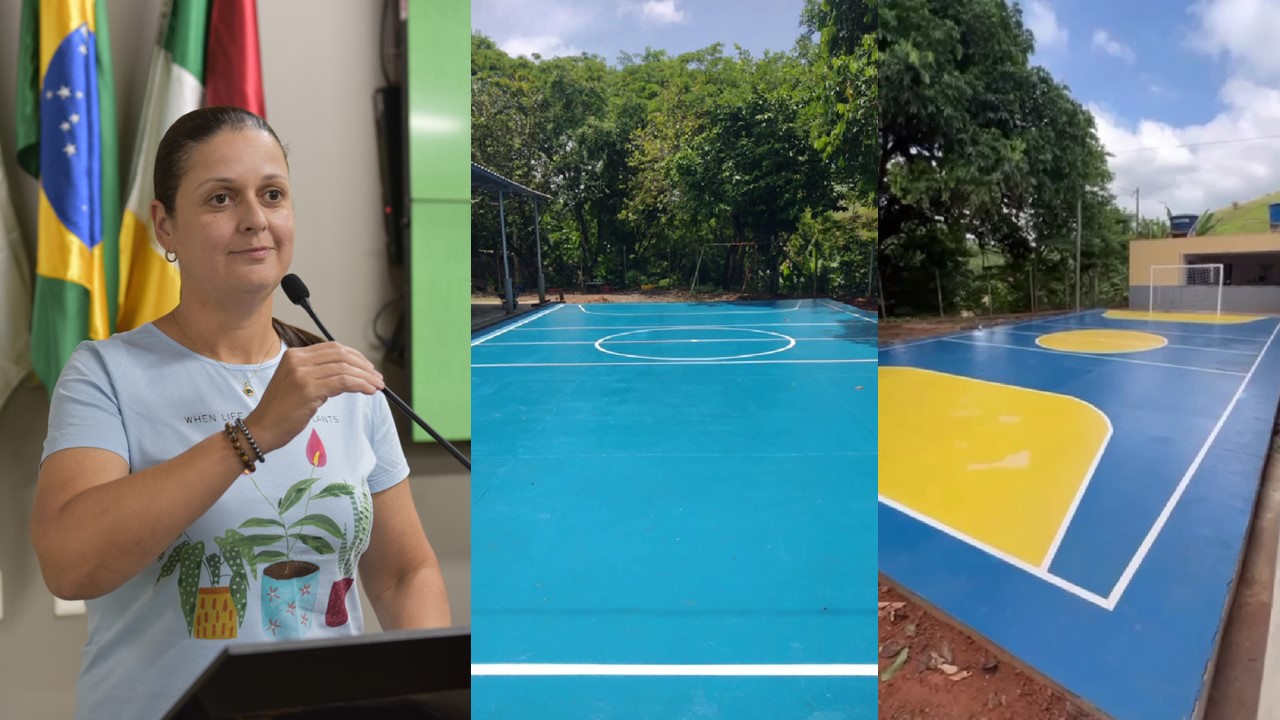 Vereadora celebra construção de quadra esportiva em escola do Massangano